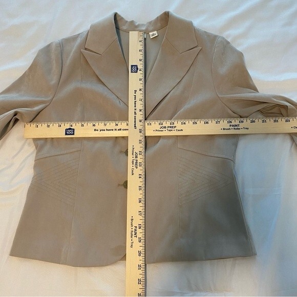 Cato Cream Tan Blazer Jacket Unique Waist & Back Detail Suede Soft Feel Size 12 - Picture 9 of 10